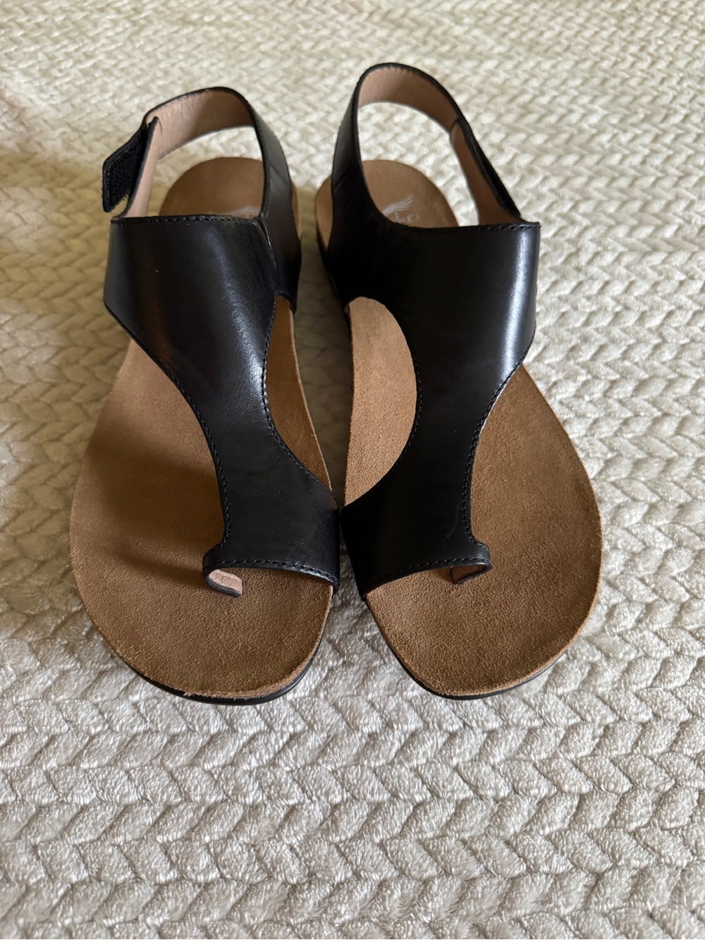 Dansko Black Leather Toe-Loop Slingback Sandals Size 43